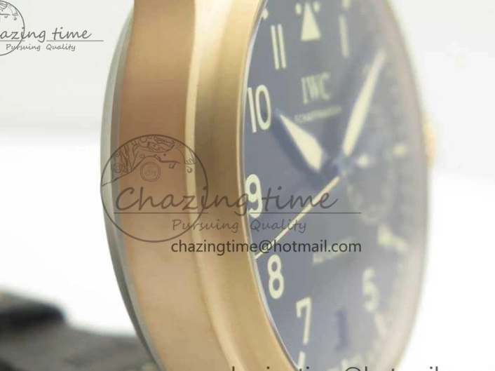 MIROTIME 0123 Big Pilot IW510301 Satin-Polished RG YLF Best Edition Black Dial On Leather Strap A Flexible 7222